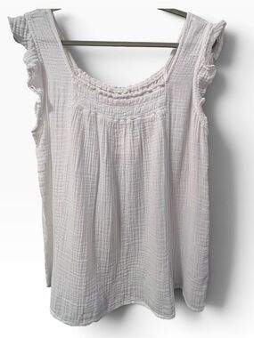 NWT BEACH LUNCH LOUNGE White Gauzy Cotton Sleeveless Pullover Top Size X-Large